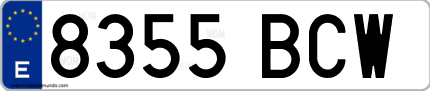 Ejemplo de matrícula de coche ordinaria 8355 BCW