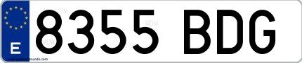 Ejemplo de matrícula española 8355 BDG