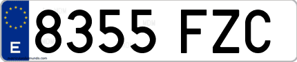 Ejemplo de matrícula de coche ordinaria 8355 FZC