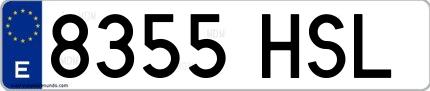 Ejemplo de matrícula española 8355 HSL