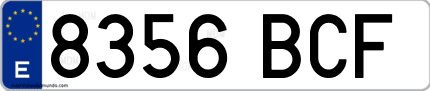 Ejemplo de matrícula de coche ordinaria 8356 BCF