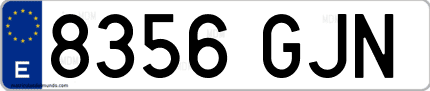 Ejemplo de matrícula de coche ordinaria 8356 GJN