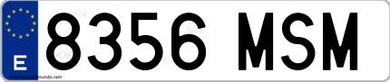 Ejemplo de matrícula española 8356 MSM