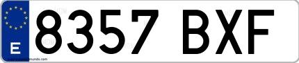 Ejemplo de matrícula española 8357 BXF