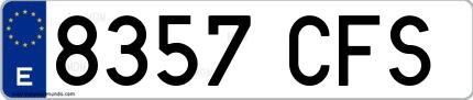 Ejemplo de matrícula española 8357 CFS