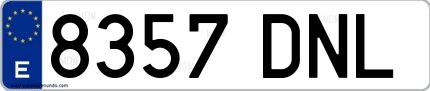 Ejemplo de matrícula española 8357 DNL