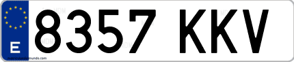 Ejemplo de matrícula de coche ordinaria 8357 KKV