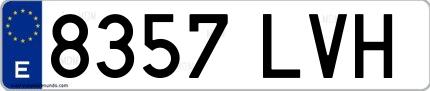 Ejemplo de matrícula española 8357 LVH