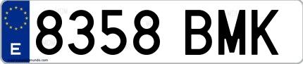 Ejemplo de matrícula española 8358 BMK
