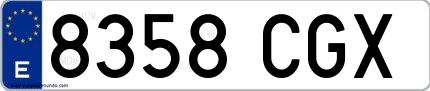 Ejemplo de matrícula española 8358 CGX