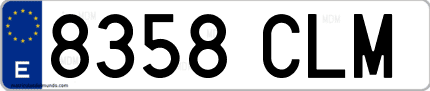 Ejemplo de matrícula de coche ordinaria 8358 CLM