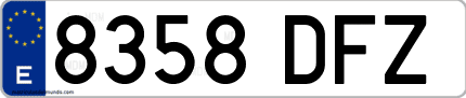 Ejemplo de matrícula de coche ordinaria 8358 DFZ