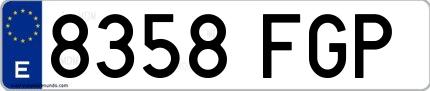Ejemplo de matrícula española 8358 FGP