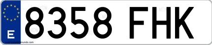 Ejemplo de matrícula española 8358 FHK
