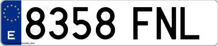 Ejemplo de matrícula española 8358 FNL