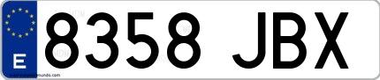 Ejemplo de matrícula española 8358 JBX
