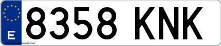 Ejemplo de matrícula española 8358 KNK