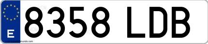 Ejemplo de matrícula española 8358 LDB