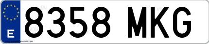 Ejemplo de matrícula española 8358 MKG
