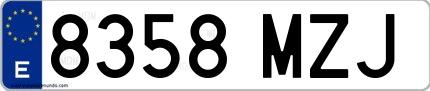 Ejemplo de matrícula española 8358 MZJ