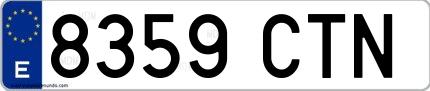 Ejemplo de matrícula española 8359 CTN