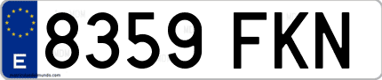 Ejemplo de matrícula de coche ordinaria 8359 FKN