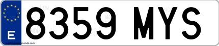 Ejemplo de matrícula española 8359 MYS