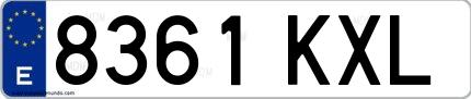 Ejemplo de matrícula española 8361 KXL
