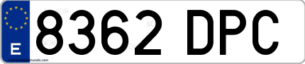 Ejemplo de matrícula de coche ordinaria 8362 DPC