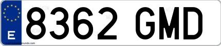 Ejemplo de matrícula española 8362 GMD