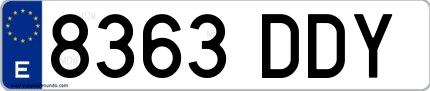 Ejemplo de matrícula española 8363 DDY