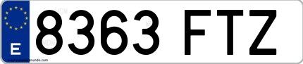 Ejemplo de matrícula española 8363 FTZ