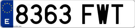 Ejemplo de matrícula de coche ordinaria 8363 FWT