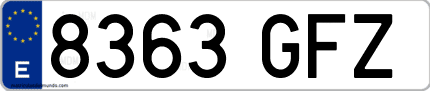 Ejemplo de matrícula de coche ordinaria 8363 GFZ