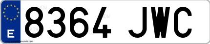 Ejemplo de matrícula española 8364 JWC