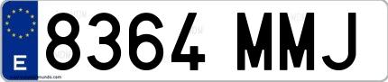 Ejemplo de matrícula española 8364 MMJ