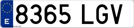 Ejemplo de matrícula española 8365 LGV