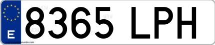 Ejemplo de matrícula española 8365 LPH