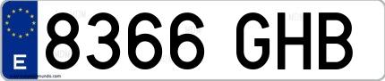 Ejemplo de matrícula española 8366 GHB