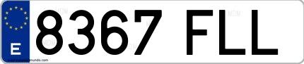 Ejemplo de matrícula española 8367 FLL