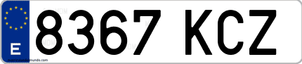 Ejemplo de matrícula de coche ordinaria 8367 KCZ