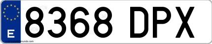 Ejemplo de matrícula española 8368 DPX