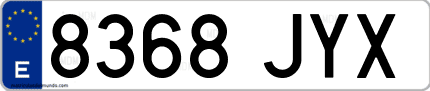 Ejemplo de matrícula de coche ordinaria 8368 JYX