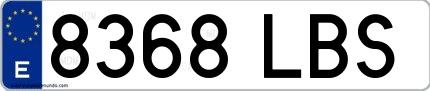 Ejemplo de matrícula española 8368 LBS