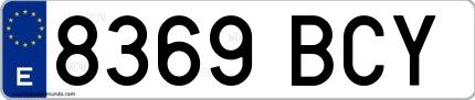 Ejemplo de matrícula española 8369 BCY