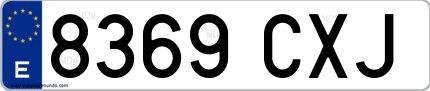 Ejemplo de matrícula española 8369 CXJ
