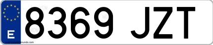Ejemplo de matrícula española 8369 JZT
