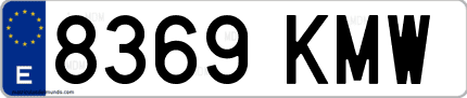 Ejemplo de matrícula de coche ordinaria 8369 KMW