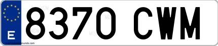Ejemplo de matrícula española 8370 CWM