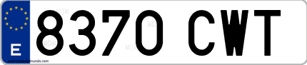 Ejemplo de matrícula de coche ordinaria 8370 CWT